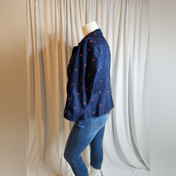 Modcloth Legendary Lifestyle Umbrella Blazer Cotton Blend Size 16 3/4 sleeve - Picture 7 of 10